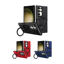 Hard PC Shockproof Case w /Ring Holder for Galaxy S25 Ultra